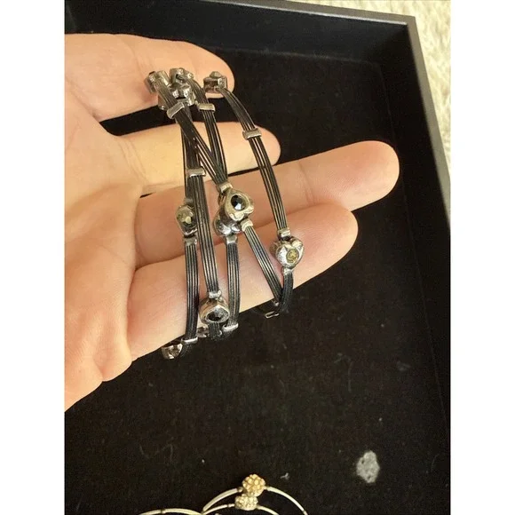 Seasonal Whispers 5 Black, 3 Silvertone Metal Bracelets Sets Crystal Accents5242 - Picture 5 of 6